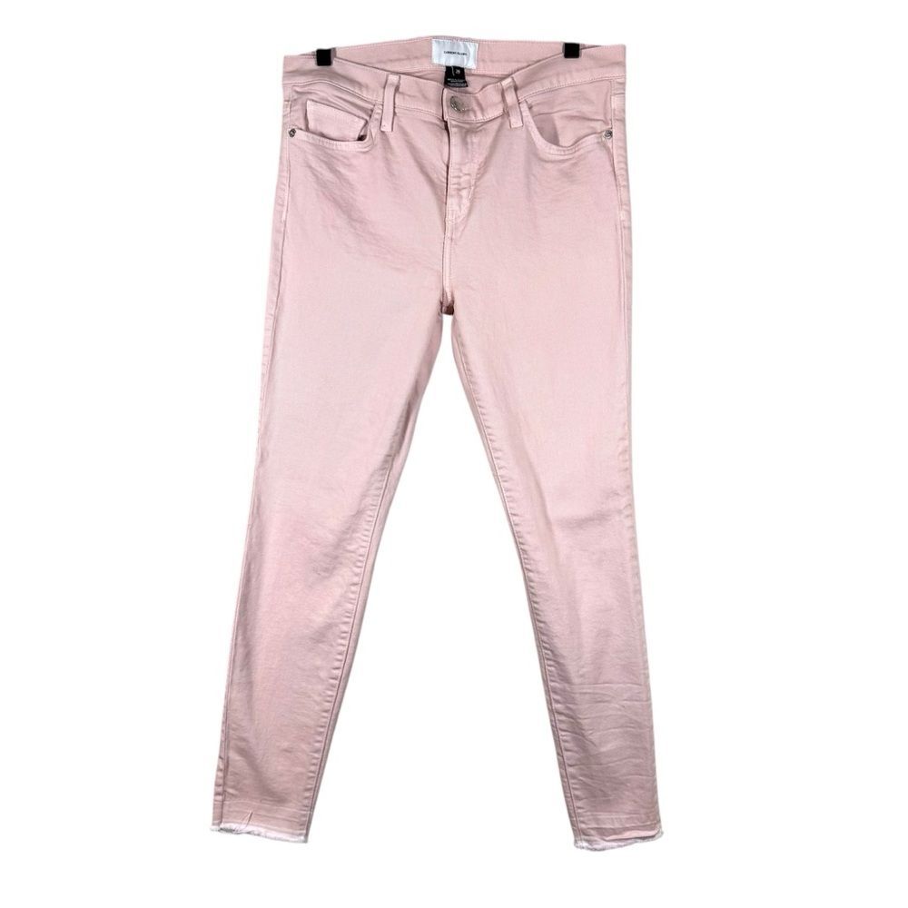 CURRENT/ELLIOTT Stiletto Skinny Ankle Jeans Primrose Pink Released Raw Hem Sz 29